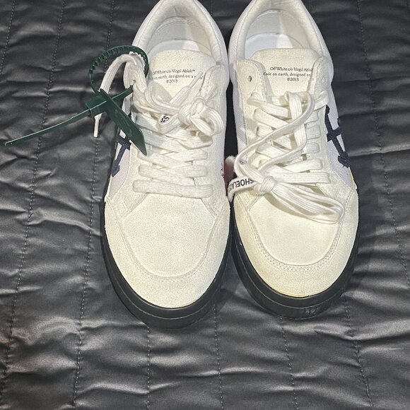 NO BOX OFFWHITE Vulcanized sneakers canvas white low suede shoes